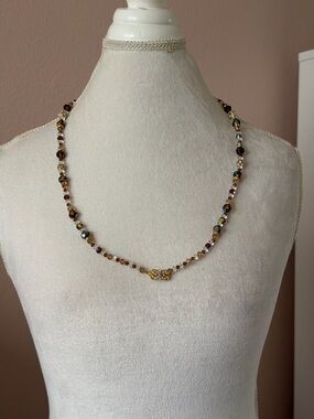 Vintage Gold-Tone "Terling" Hallmark Butterfly Clasp Crystal Necklace